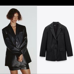 Zara faux leather Oversized blazer 7901/225